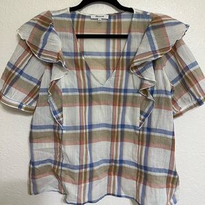 Plaid Madewell Ruffle Top